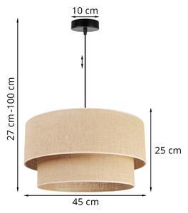 Závesné svietidlo JUTA, 1x jutové tienidlo, (výber z 2 farieb konštrukcie), (fi 45cm)