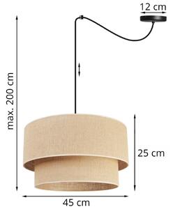 Závesné svietidlo JUTA SPIDER, 1x jutové tienidlo, (výber z 2 farieb konštrukcie), (fi 45cm)
