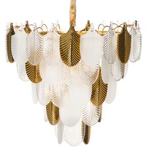 Luster mosadzný kov sklo ⌀ 46 cm závesná lampa krištáľový sklenený glamour štýl obývačka spálňa