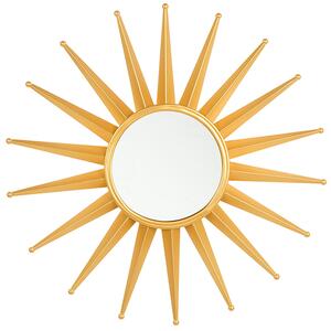 Nástenné zrkadlo zlaté kov sklo ø 60 cm okrúhle tvar slnka maľovaný povrch vintage glamour retro štýl doplnky dekorácie
