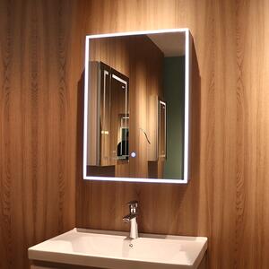 Bezdoteku Kúpeľňová skrinka jednodverová so zrkadlom a LED osvetlením KS1