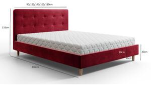 Čalúnená manželská posteľ NOOR - 140x200, červená