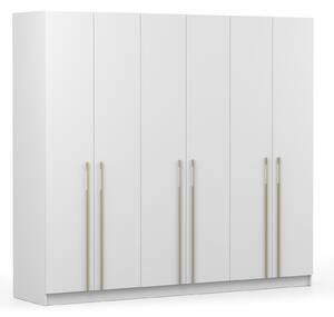 Šatníková skriňa Casmira 230x210x55 - biela / zlatá