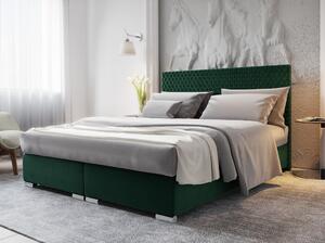 Manželská čalúnená posteľ HENIO COMFORT - 200x200, fľaškovo zelená