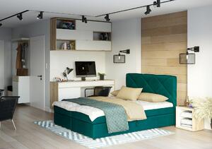 Manželská posteľ s úložným priestorom KATRIN - 200x200, tmavo zelená