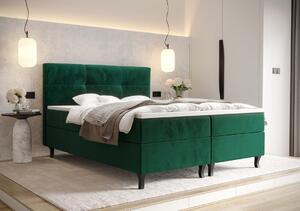Boxspringová posteľ s úložným priestorom DORINA - 200x200, zelená