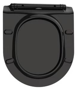 Cerano Puerto, WC misa Rimless 500x350x290 mm + WC doska so spomaľovacím mechanizmom Sedile (čierna lesklá), čierna matná, CER-417854