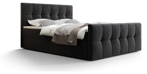 Boxspringová posteľ s úložným priestorom ELIONE - 200x200, svetlá grafitová