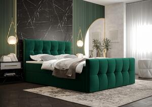 Boxspringová posteľ s úložným priestorom ELIONE - 120x200, zelená