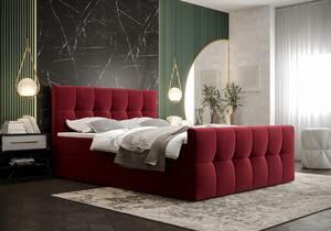 Boxspringová posteľ s úložným priestorom ELIONE COMFORT - 200x200, červená