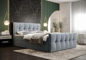 Boxspringová posteľ s úložným priestorom ELIONE COMFORT - 180x200, modrá