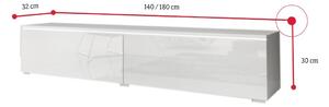 TV stolík MENDES D 180, 180x30x32, biela/biela lesk