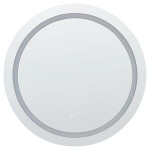 Nástenné zrkadlo strieborné okrúhle ø 79 cm s LED osvetlením moderná kúpeľňa spálňa