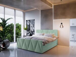 Boxspringová manželská posteľ VASILISA 3 - 180x200, svetlo zelená
