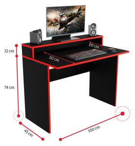 Počítačový herný stôl KADET, 100x86x50, čierna