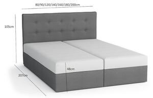 Boxspringová posteľ s úložným priestorom SISI - 200x200, svetlo šedá / šedá