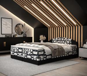 Boxspringová posteľ s úložným priestorom LIZANA COMFORT - 180x200, vzor 3 / čierna