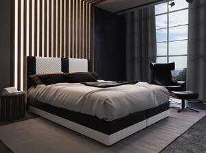 Boxspringová posteľ s úložným priestorom PIERROT - 200x200, biela / čierna