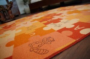 Detský metrážny koberec PUZZLE oranžový