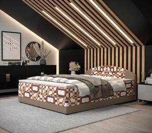 Boxspringová posteľ s úložným priestorom LIZANA COMFORT - 140x200, vzor 1 / béžová