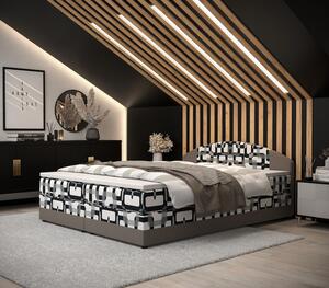 Boxspringová posteľ s úložným priestorom LIZANA COMFORT - 140x200, vzor 3 / béžová