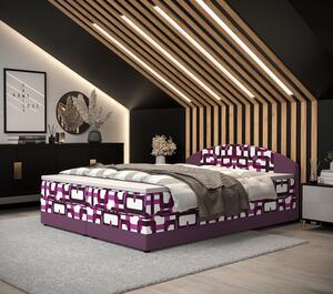 Boxspringová posteľ s úložným priestorom LIZANA COMFORT - 180x200, vzor 2 / fialová