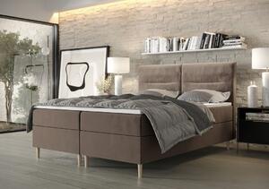 Boxspringová posteľ s úložným priestorom HENNI - 200x200, mliečna čokoláda