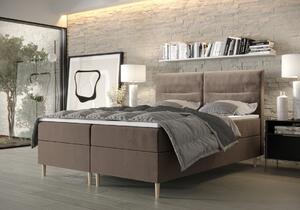 Boxspringová posteľ s úložným priestorom HENNI COMFORT - 200x200, mliečna čokoláda