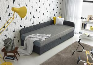 Jednolôžková čalúnená posteľ VALESKA - 100x200, pravá, svetlo šedá / šedá