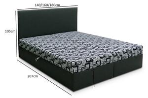 Boxspringová posteľ s úložným priestorom DANIELA COMFORT - 160x200, čierna / šedá
