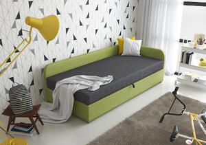 Jednolôžková čalúnená posteľ VALESKA COMFORT - 100x200, pravá, šedá / zelená