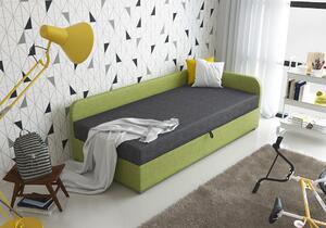 Jednolôžková čalúnená posteľ VALESKA COMFORT - 80x200, pravá, šedá / zelená