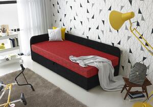 Jednolôžková čalúnená posteľ VALESKA COMFORT - 80x200, ľavá, červená / čierna