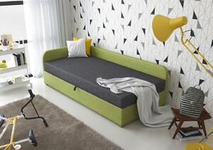 Jednolôžková čalúnená posteľ VALESKA COMFORT - 80x200, ľavá, šedá / zelená
