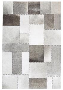 Koberec hnedá sivá hovädzia koža 160 x 230 cm patchwork obdĺžnikový tvar ručná výroba moderný vintage štýl