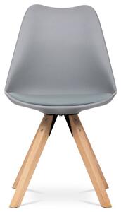 Jedálenská stolička, šedá plastová škrupina, sedák ekokoža (a-761 šedá)