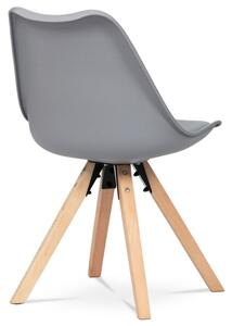 Jedálenská stolička, šedá plastová škrupina, sedák ekokoža (a-761 šedá)
