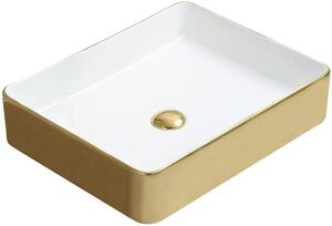 Mexen Estela, keramické umývadlo na dosku 50x40 cm, biela-zlatá, 22105053