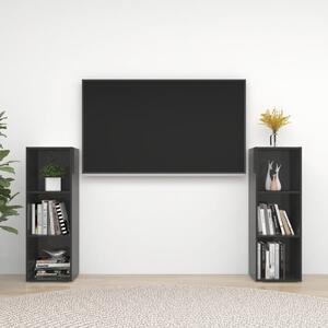 TV skrinky 2 ks lesklé sivé 107x35x37 cm drevotrieska