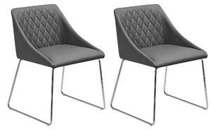 Sada 2 stoličiek šedých z umelej kože so striebornými nohami do obývačky jedálne Moderný štýl minimalistické