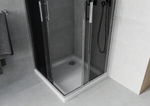Mexen Rio štvorcový sprchovací kút 90 x 90 cm, 5mm sklo, šedé sklo, chrómový profil + slim sprchová vanička 5cm, 860-090-090-01-40-4010