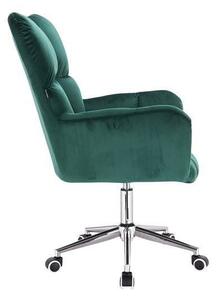 LuxuryForm DESIGN Kreslo AURORA VELUR na striebornej podstave s kolieskami - zelené
