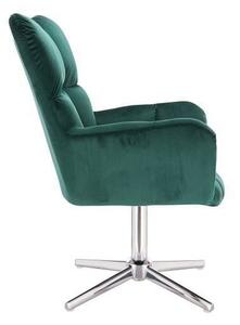 LuxuryForm DESIGN Kreslo AURORA VELUR na striebornom kríži - zelené