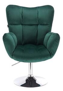 LuxuryForm DESIGN Kreslo AURORA VELUR na striebornom tanieri - zelené
