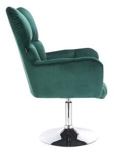 LuxuryForm DESIGN Kreslo AURORA VELUR na striebornom tanieri - zelené