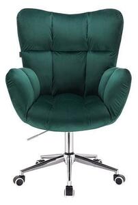 LuxuryForm DESIGN Kreslo AURORA VELUR na striebornej podstave s kolieskami - zelené