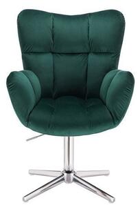 LuxuryForm DESIGN Kreslo AURORA VELUR na striebornom kríži - zelené