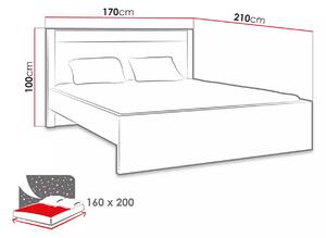 Manželská posteľ BESS - 160x200, dub kraft biely