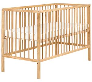 Detská postieľka svetlohnedá borovicové drevo 60 x 120 cm nastaviteľná výška štandardná veľkosť minimalistický štýl detská izba