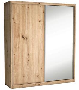 Skriňa s posuvnými dverami so zrkadlom BERLINA 1 - šírka 208 cm, dub artisan